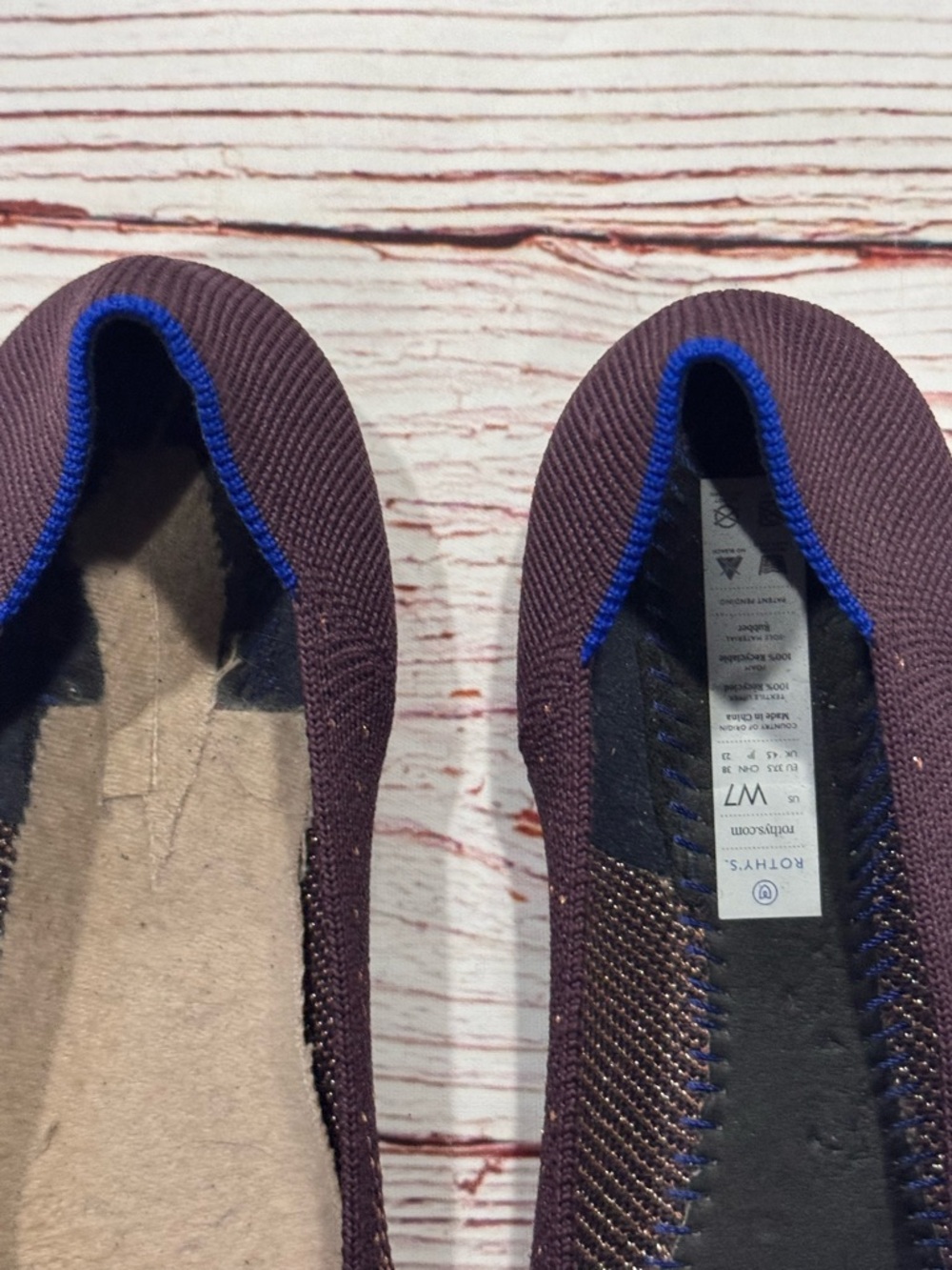 Rothy’s The Flat in Eggplant Rose Gold Metallic Sz 7 - Picture 4 of 9